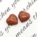 Due cabochon a cuore in pietra del sole marrone scintillante per gioielli fai-da-te - Pietra di Sabbia d'Oro