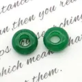 Twee natuurlijke groene jade steen platte ronde kralen voor DIY sieraden maken - Groene chalcedoon