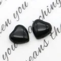 Coppia di cabochon in agata nera a forma di cuore lucidi per gioielli fai da te - Agata nera