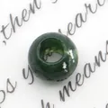 Perla in agata naturale verde scuro con foro grande e finitura in giada lucida - Agata muschiata