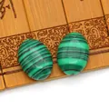 Set van twee gepolijste ovale malachiet cabochons met groene strepen voor DIY-sieraden - Malachiet