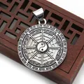 Silver Tai Chi Bagua shell pendant with intricate engravings and polished bail - Silver White (No. 8)