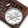 Silver sun pendant with white shell inlay on a traditional wooden jewelry box - Pendant Only (Without Chain) / No.5 (White)