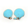 Coppia di ciondoli a forma di conchiglia blu e oro per gioielli fai-da-te e orecchini - Stile 37 (Blu Cielo)