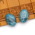 Ovale blauwe natuursteen cabochons met gemarmerde textuur voor DIY sieraden maken - Blauwe Crazy Agaat