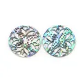 Detail showing natural abalone shell hollow carvings with iridescent floral patterns - Round Hollow Pendant