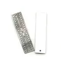 Detailed front and back view of engraved black shell rectangular pendant jewelry sets - Rectangle (051)