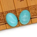 Hemelsblauwe ovale amazoniet cabochon stenen voor DIY sieradenringen op bamboe basis - Meerblauw