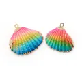 Ciondolo a conchiglia arcobaleno placcato oro per gioielli fai da te 2 pezzi - Stile 18 (Sfumatura Arcobaleno)