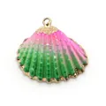 Pendente a conchiglia sfumato rosa e verde con bordo dorato per gioielli DIY - Stile 22 (Fantasia Rosa Verde)