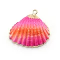 Ciondolo a conchiglia sfumata rosa e arancione con bordo dorato e anello di aggancio - Stile 23 (Sfumatura Rosa Arancione)