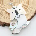 Handcrafted owl pendant featuring iridescent mixed shell inlay and silver metal bail - Owl Style