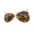 Pendenti a conchiglia colorati artistici con placcatura in oro e smalto - Stile 25 (Sabbie Mobili Colorate)