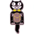 Κλασική καρφίτσα Kit-Cat Klock από σμάλτο με κίτρινο παπιγιόν και κινούμενη ουρά - Βίντατζ Στυλ Ρολόι Μαύρη Γάτα