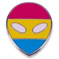 Καρφίτσα εξωγήινος pansexual από σμάλτο με ροζ κίτρινες και μπλε ρίγες - Πρόσωπο Εξωγήινου (Χρώματα Πανσεξουαλικότητας)