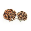 Ciondoli a conchiglia con stampa leopardata e bordi metallici dorati galvanizzati chic - Stile 34 (Leopardo Tartaruga)