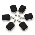 Set of six black lava rock pendants with silver metal frames in rounded rectangular shape - 16x25mm / Rectangle