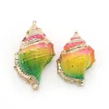 Pendenti in conchiglia naturale con sfumatura rosa-giallo-verde e bordi placcati oro - Stile 41 (Sfumatura Rosa Giallo Verde)