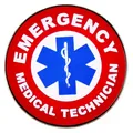 Μπλε Σήμα Αστέρι της Ζωής με κείμενο Emergency Medical Technician σε μεταλλική καρφίτσα - Κόκκινο