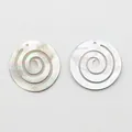 Natural black shell round spiral carved charms for DIY earring and necklace making - Spiral (046)