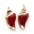 Coppia di ciondoli a conchiglia rosso scuro con bordi placcati oro per gioielli fai da te - Stile 43 (Smalto Rosso Scuro)