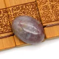 Gepolijste ovale paarse agaat steen cabochon voor DIY-sieraden maken op bamboe - Oceaanyaspis