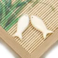 Handcrafted white mother of pearl shell charms in fish shape for jewelry making - White Fish Shape