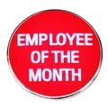 Runde Employee of the Month Metall-Anstecknadel mit rotem Emaille-Finish zur Anerkennung - Mitarbeiter Des Monats Stil (EMPLOYEE OF THE MONTH)