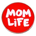 Red enamel Mom Life brooch pin for Mother's Day with silver metal edge detailing - Mom Life Red Style