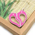 Pink enamel heart-shaped magnetic puzzle pendants with silver edges for couples - Stitching Heart Pendant (002) / 100 Pairs/Pack (28mm) / Pink