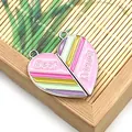 Pendentifs cœur magnétique avec gravure Best Friends et rayures colorées - Pendentif Cœur Best Friends (004) / 100 Paires/Paquet (32mm) / Rayures Arc-en-ciel