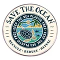 Badge émaillé rétro Save the Ocean avec tortue marine et slogans écologiques - Protéger la Tortue de Mer
