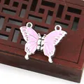 Connecteur papillon en émail rose et argent pour la création de bijoux artisanaux - Lien Papillon (011) / 100 Paires/Paquet (23x30mm) / Violet
