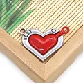 Pendentif magnétique cœur rouge avec gravure Best Friends en finition argentée - Cœur Imbriqué Best Friends (017) / 100 Paires/Paquet (22x30mm) / Argent Rouge