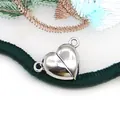 Fermoir magnétique en forme de cœur argenté poli pour colliers et bijoux DIY - Boucle Magnétique Cœur (020) / 100 Paires/Paquet (10x15mm) / Argent