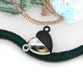 Pendentif magnétique cœur bicolore argent et noir avec boucles pour colliers - Boucle Magnétique Cœur (020) / 100 Paires/Paquet (10x15mm) / Argent Noir