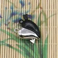 Pendentif magnétique cœur flèche de Cupidon en argent et noir pour collier de couple DIY - Cœur Flèche de Cupidon (021) / 100 Paires/Paquet (21x22mm) / Argent Noir