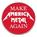 Spilla rotonda Make America Metal Again rossa con logo stile heavy metal per fan del rock - Make America Metal Again (AA9)
