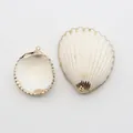 Pendentif en coquille naturelle avec bordure dorée élégante et boucle de suspension - Coquille Protéine