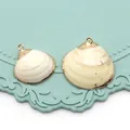 Pendentifs en coquillage naturel avec bords dorés pour bijoux et artisanat DIY - Pendentif Coquille d'Œuf