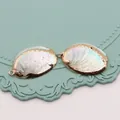 Pendentifs ovales en nacre d'abalone avec bords dorés pour la création de bijoux - Coquille d'Ormeau Blanche
