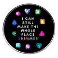 Taylor Swift lyrics enamel pin badge with colorful gems and Shimmer text on black background - Colorful Gem Lyrics Style