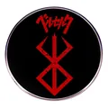 Round Berserk badge featuring the iconic red Brand of Sacrifice on a black background - Red Symbol Pattern Style (Style 1)