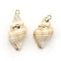 Pendentifs en coquillage naturel avec placage doré pour bijoux faits main - Escargot Danxia
