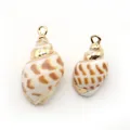 Pendentifs en coquillage naturel avec bords en métal doré pour la création de bijoux - Conque Babylon