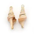 Pendentifs en coquillage naturel avec bords dorés et crochets pour bijoux créatifs - Conque à Bouche Pointue