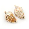 Pendentif en coquillage naturel avec bords dorés pour bijoux DIY et boucles d'oreilles - Escargot à Bouche Fleurie
