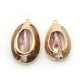 Pendentifs en coquillage cauri naturel avec bordure dorée pour la création de bijoux - Cauri Montagne de Neige Coupé
