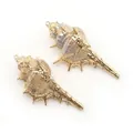 Lot de deux pendentifs en coquillage naturel avec bords dorés pour la création de bijoux - Murex