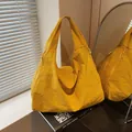 Lightweight large yellow tote bag in wrinkled nylon fabric for daily commuting - Yellow